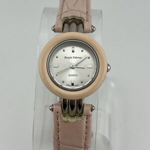 Sergio Valente Watch Women 25mm Silver Case Pink Bezel- New Battery‎